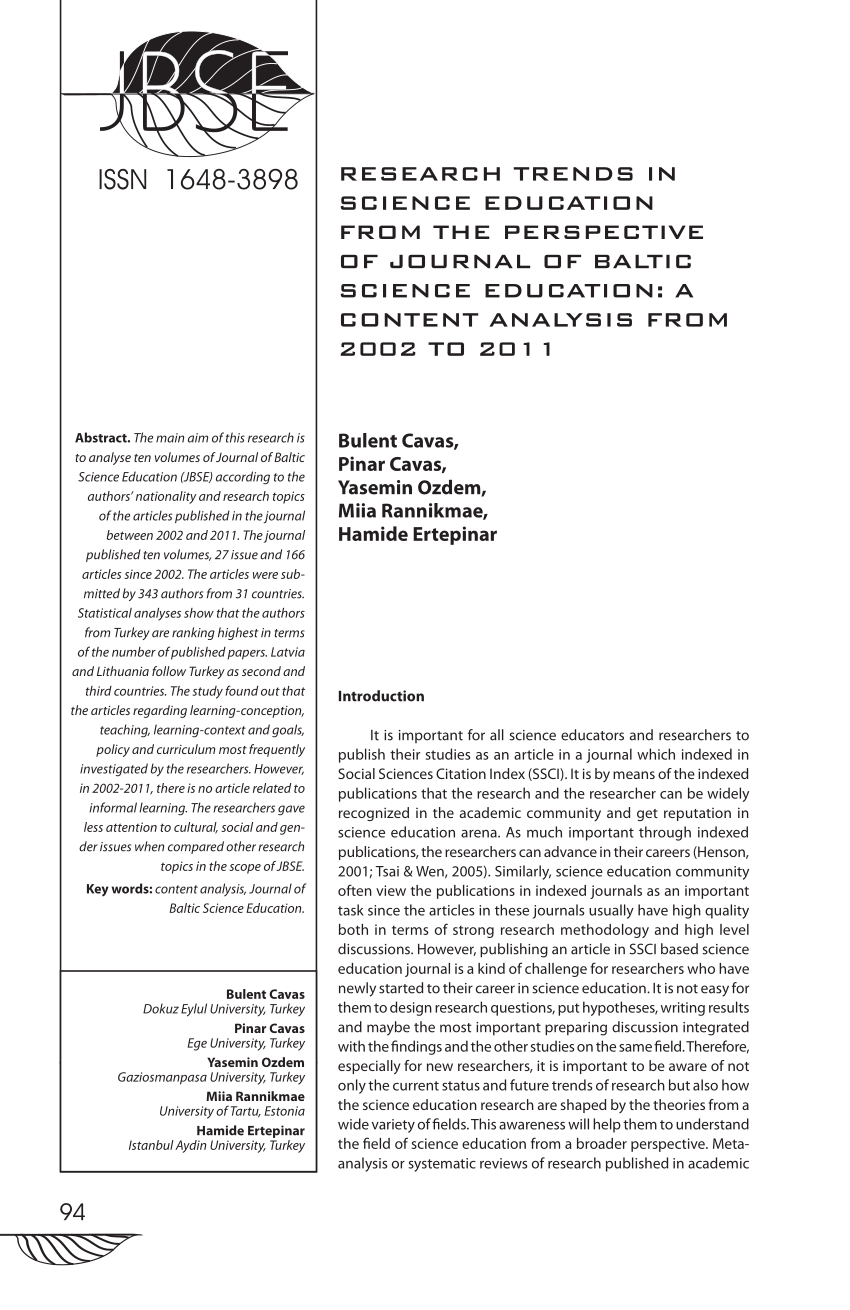 journal of baltic science education