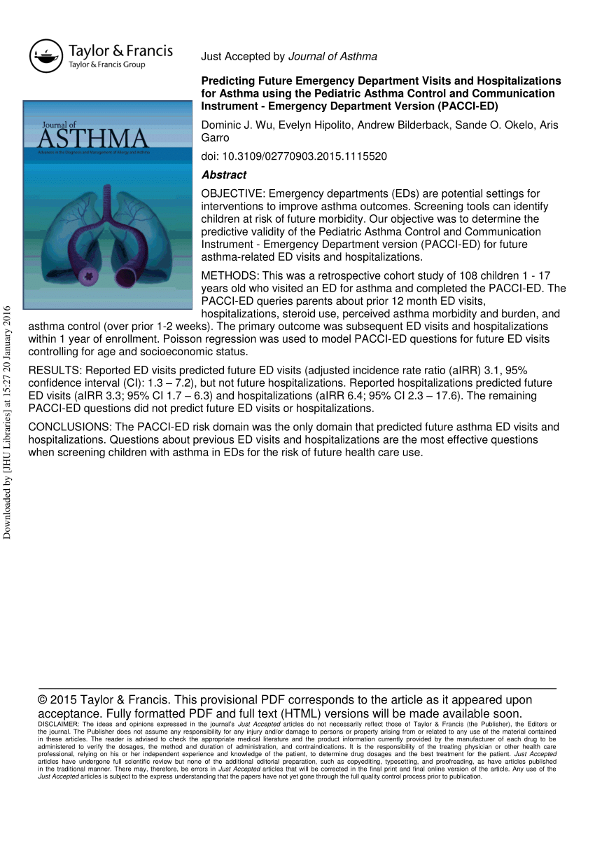 asthma related emergency department visits and hospitalization