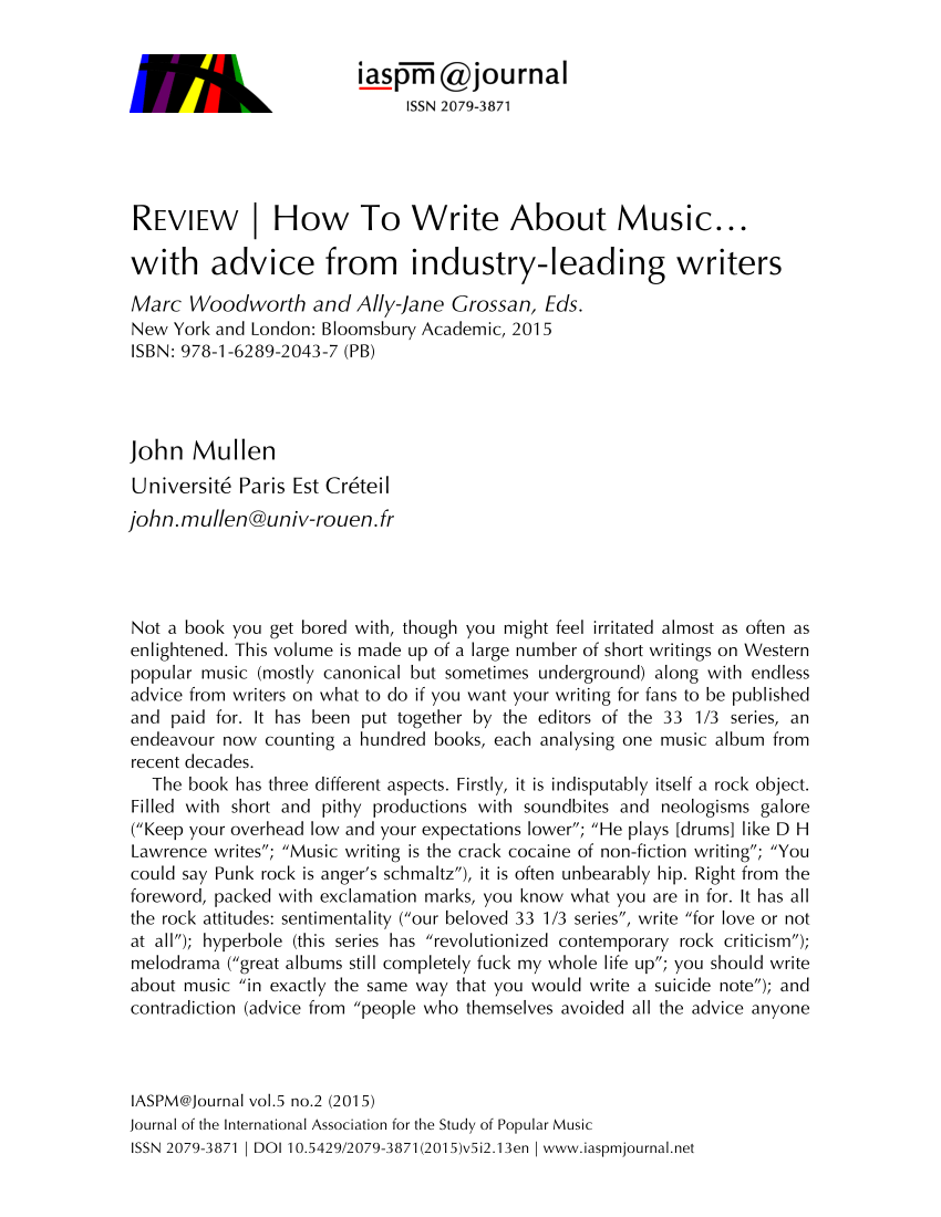 how to write a song review