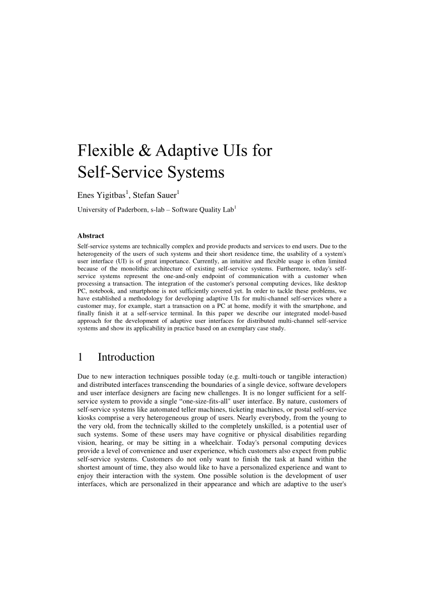 (PDF) Flexible & adaptive UIs for selfservice systems