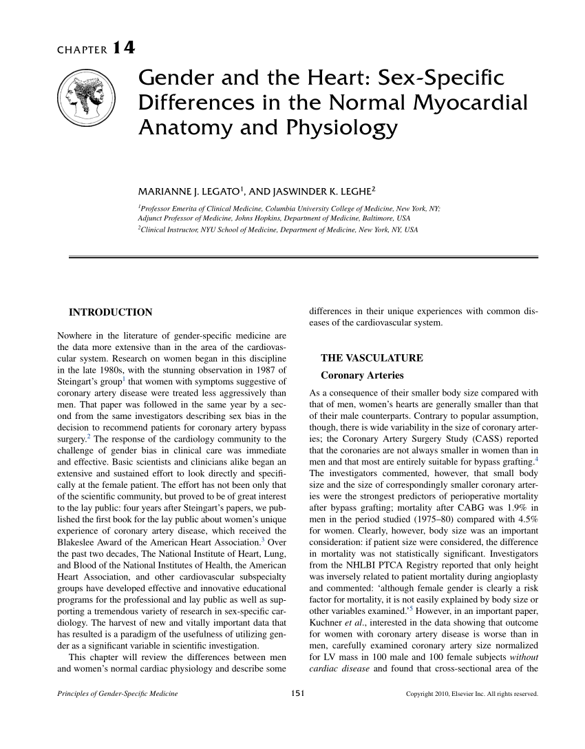 Pdf Gender And The Heart Sex Specific Differences In Normal Myocardial Anatomy And Physiology 0535