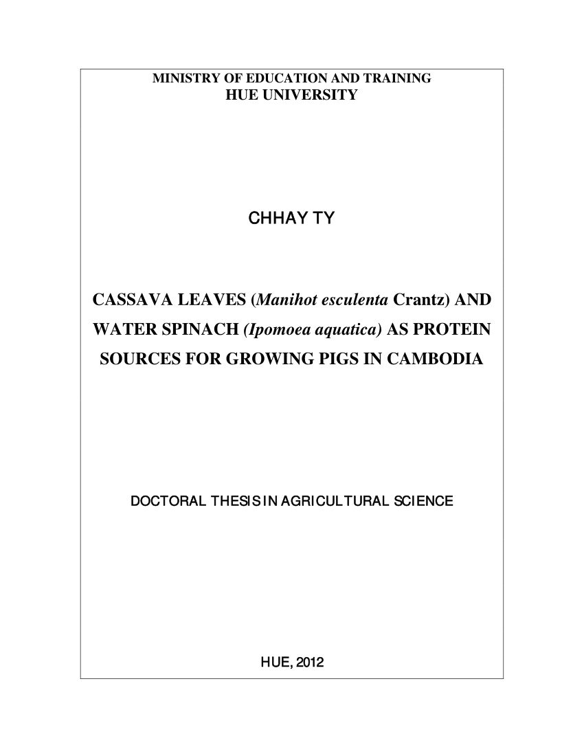 PDF) CASSAVA LEAVES (Manihot esculenta Crantz) AND WATER SPINACH