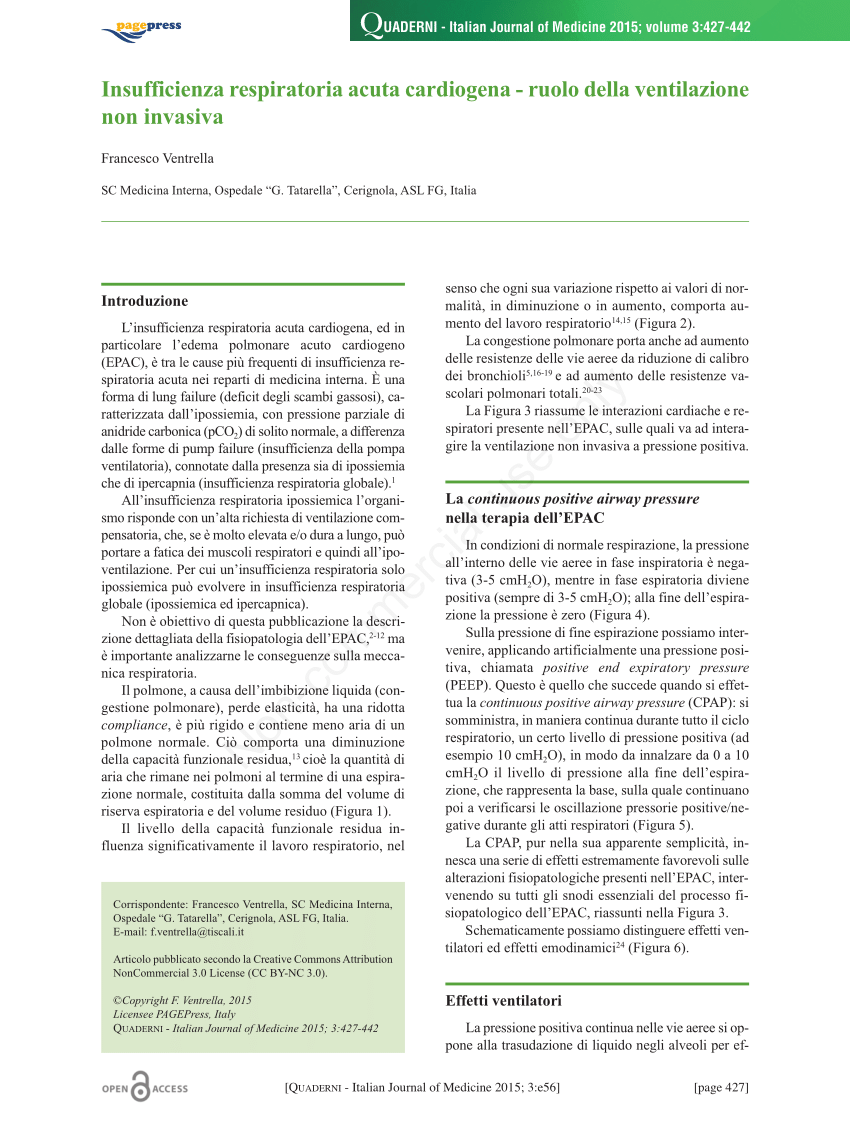 PDF) Acute cardiogenic pulmonary oedema: use of non invasive ventilation -  Insufficienza respiratoria acuta cardiogena - ruolo della ventilazione non  invasiva