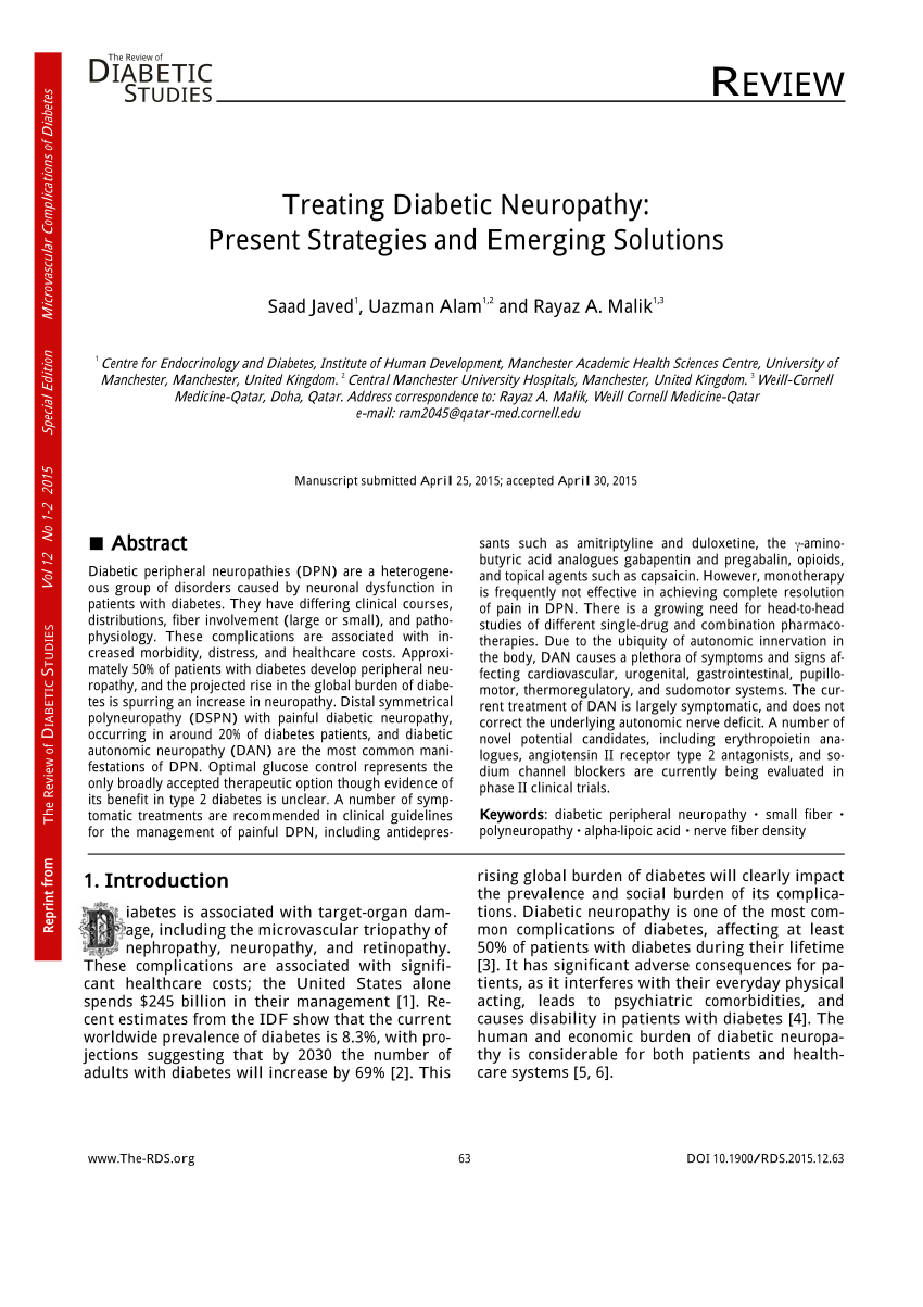 literature review of diabetic neuropathy