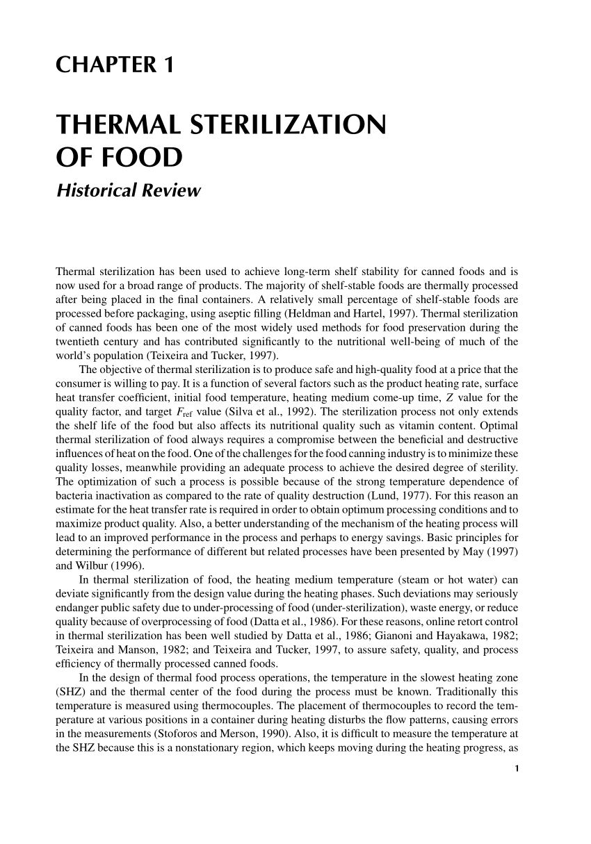 PDF) THERMAL STERILIZATION OF FOOD Historical Review