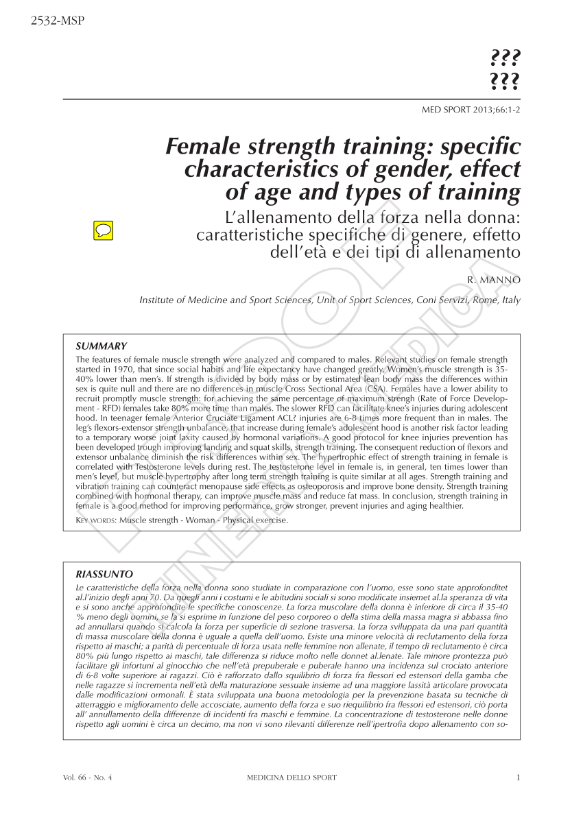 Klage vogn Ritual PDF) Female strength training: Specific characteristics of gender, effect  of age and types of training