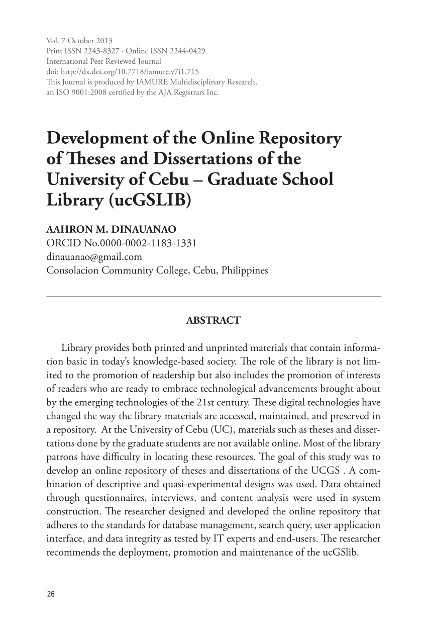 Online dissertation and thesis repository