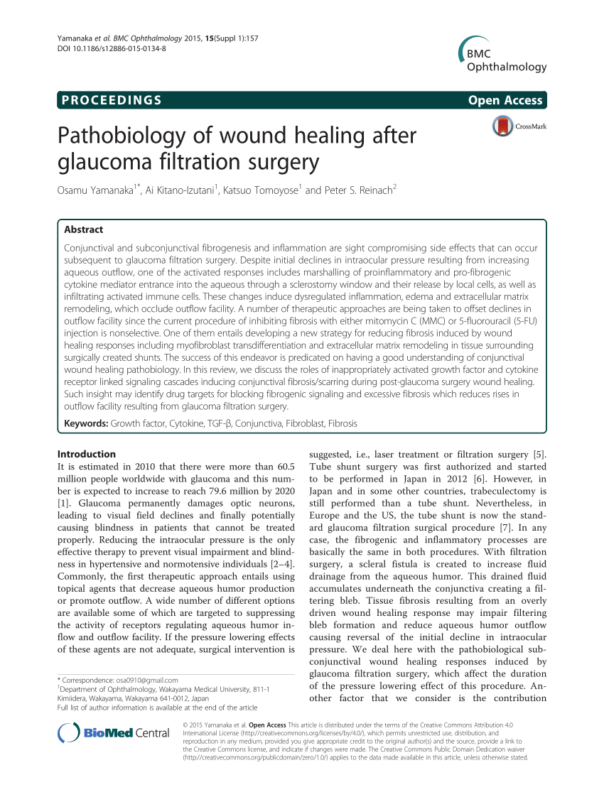 PDF) Pathobiology of wound healing after glaucoma filtration surgery