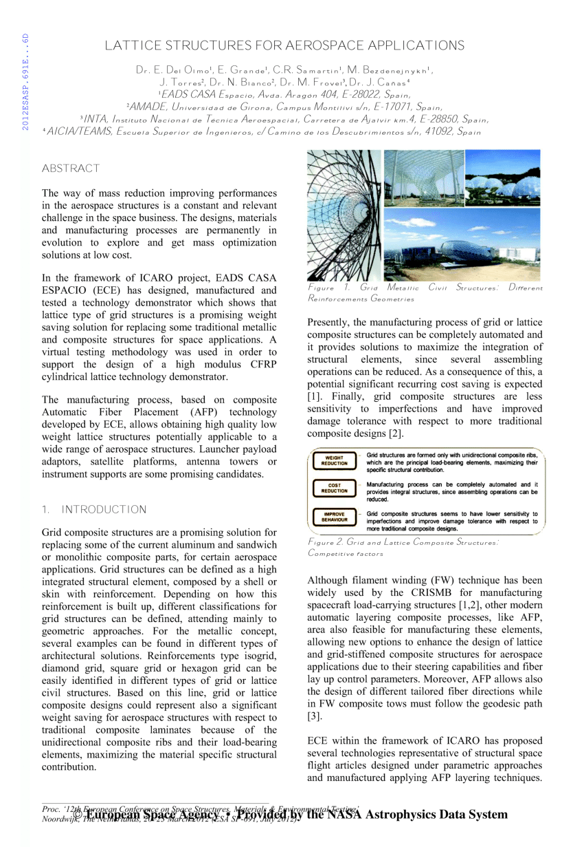 (PDF) Lattice structures for aerospace applications