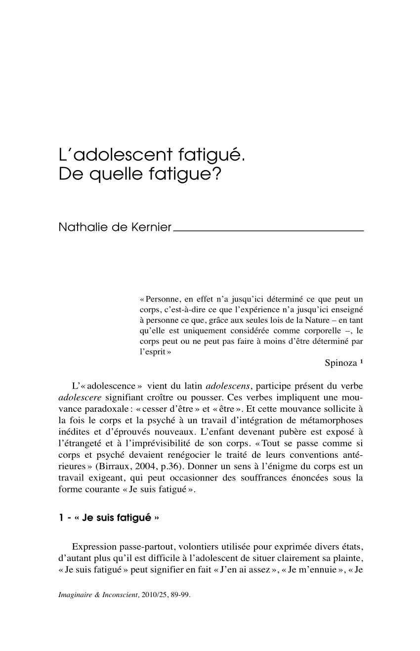 Pdf L Adolescent Fatigue