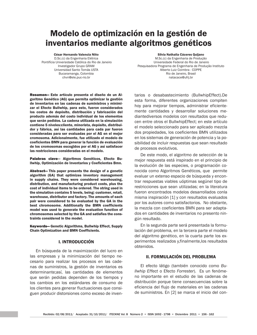 PDF) Modelo de optimización en la gestión de inventarios mediante  algoritmos genéticos