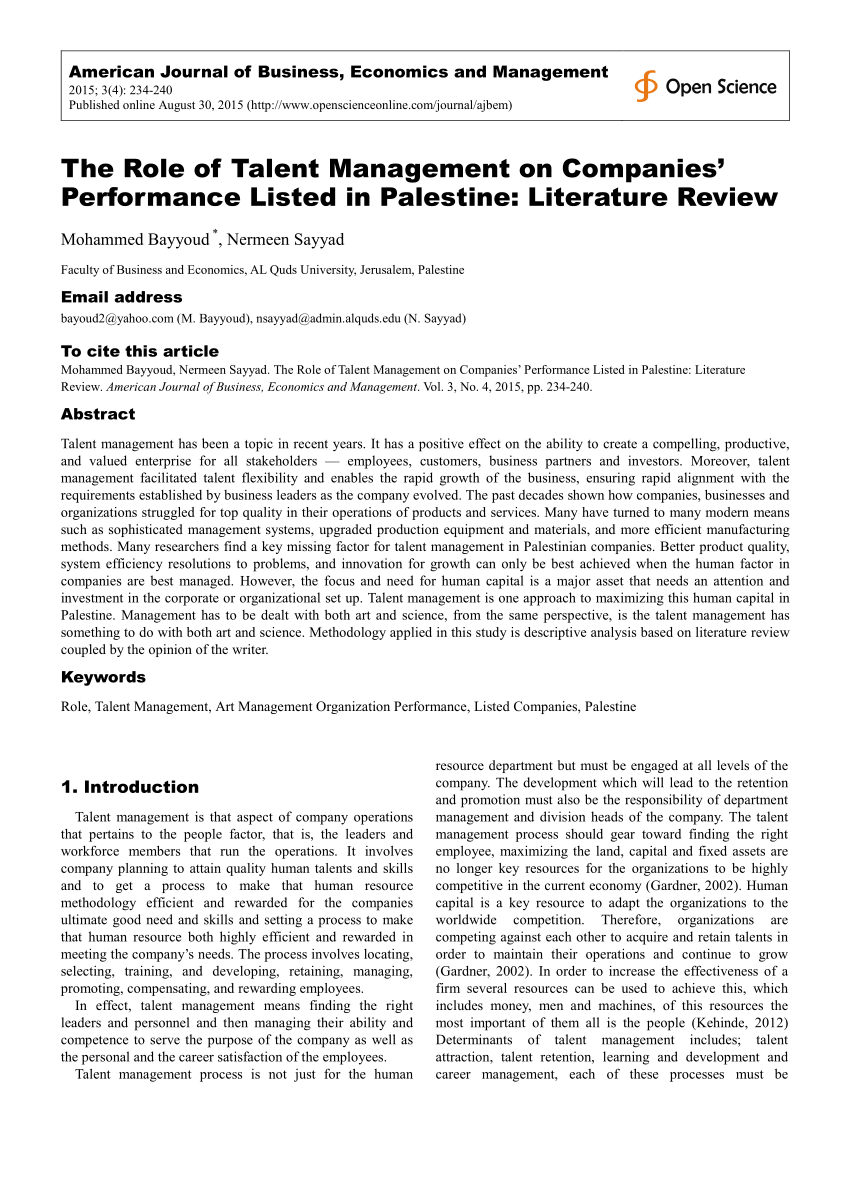 research paper on talent management