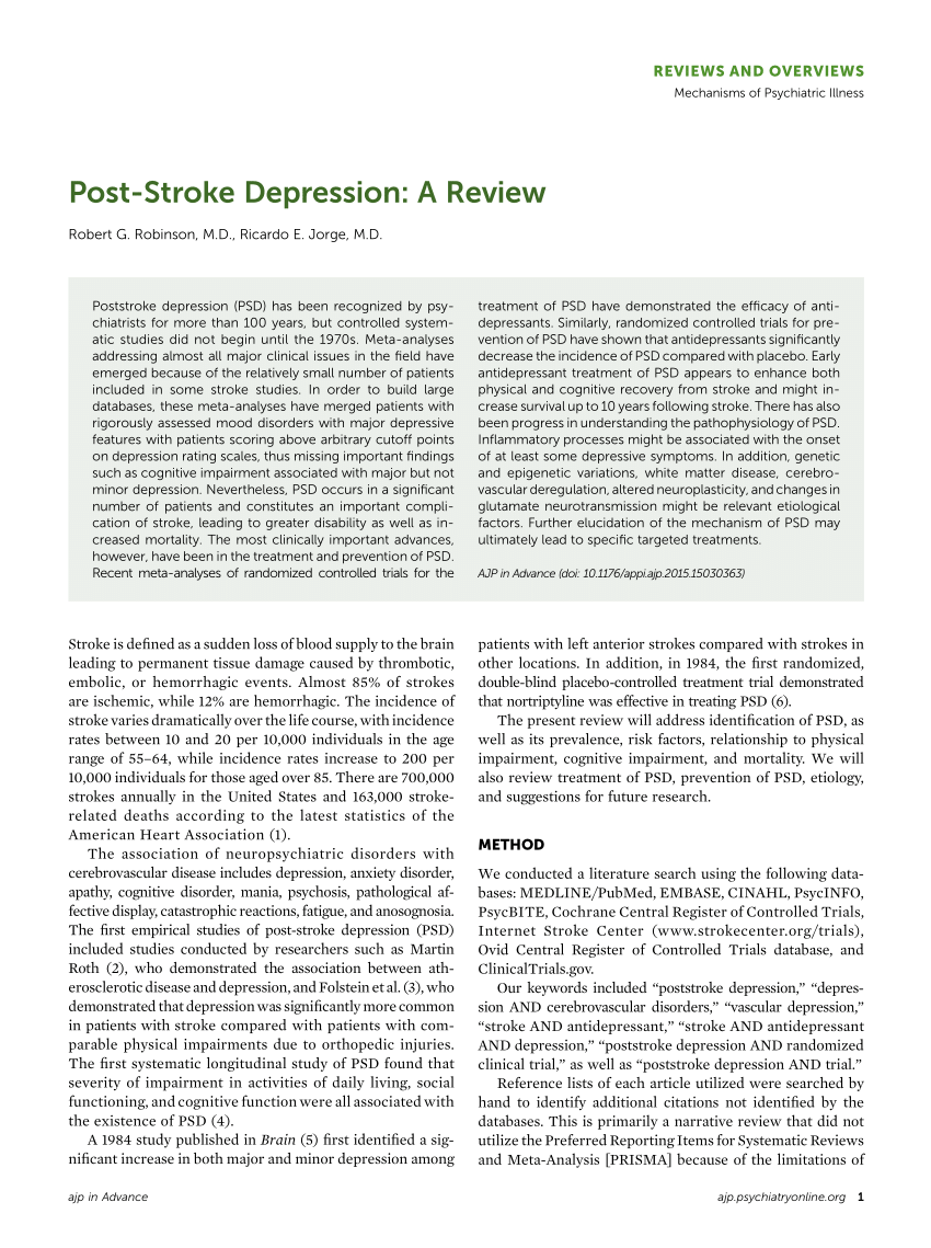 post stroke depression case study