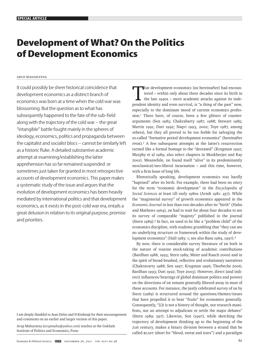 research topics in development economics pdf free download