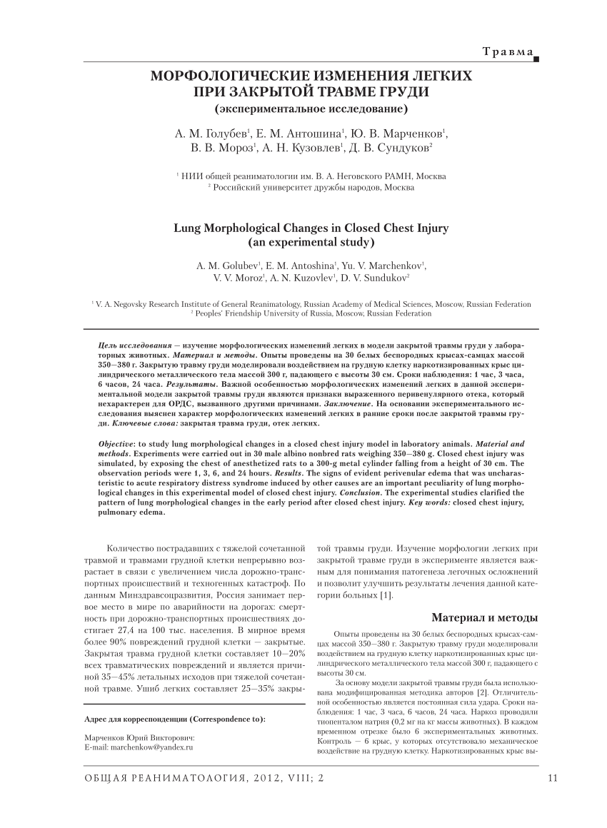 PDF) Lung Morphological Changes in Closed Chest Injury (an experimental  study)