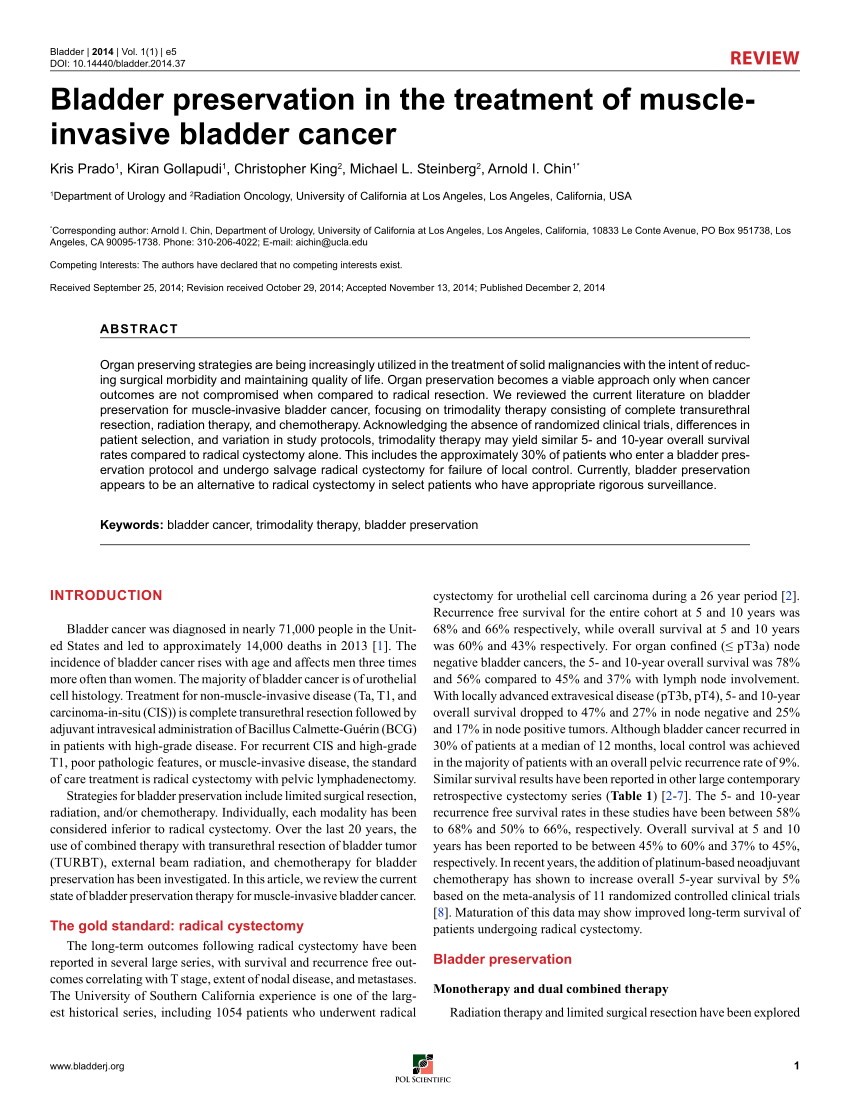 (PDF) Bladder preservation in the treatment of muscle ...