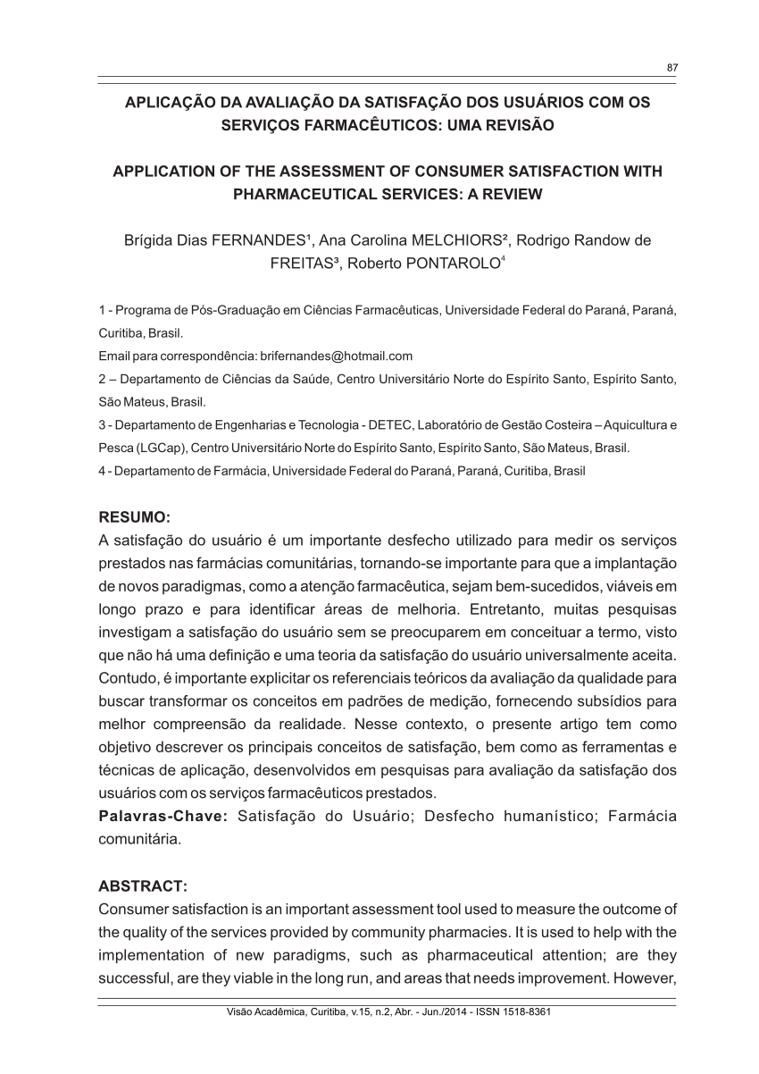 PDF) Tradução e Validação do “Pharmacy Services Questionnaire” para  Português (europeu)