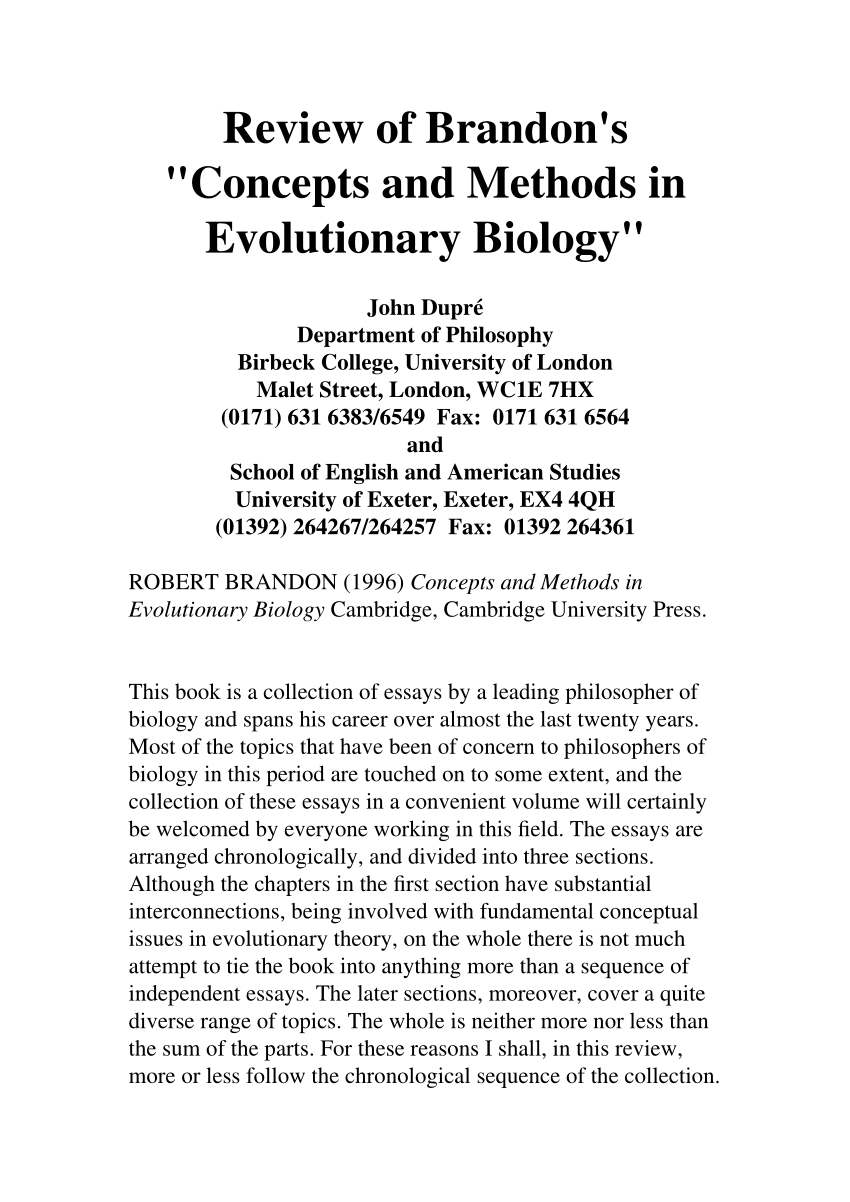 essay on evolutionary biology