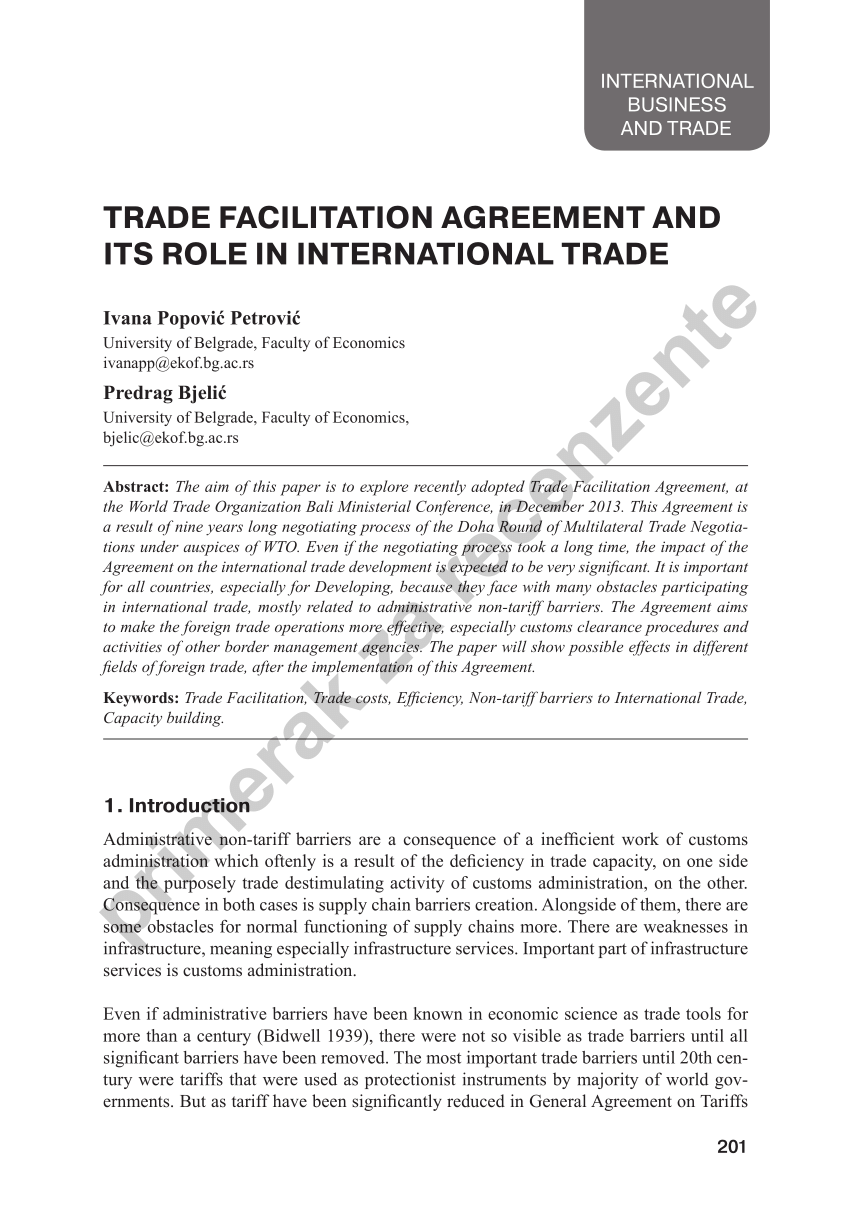 literature review trade facilitation