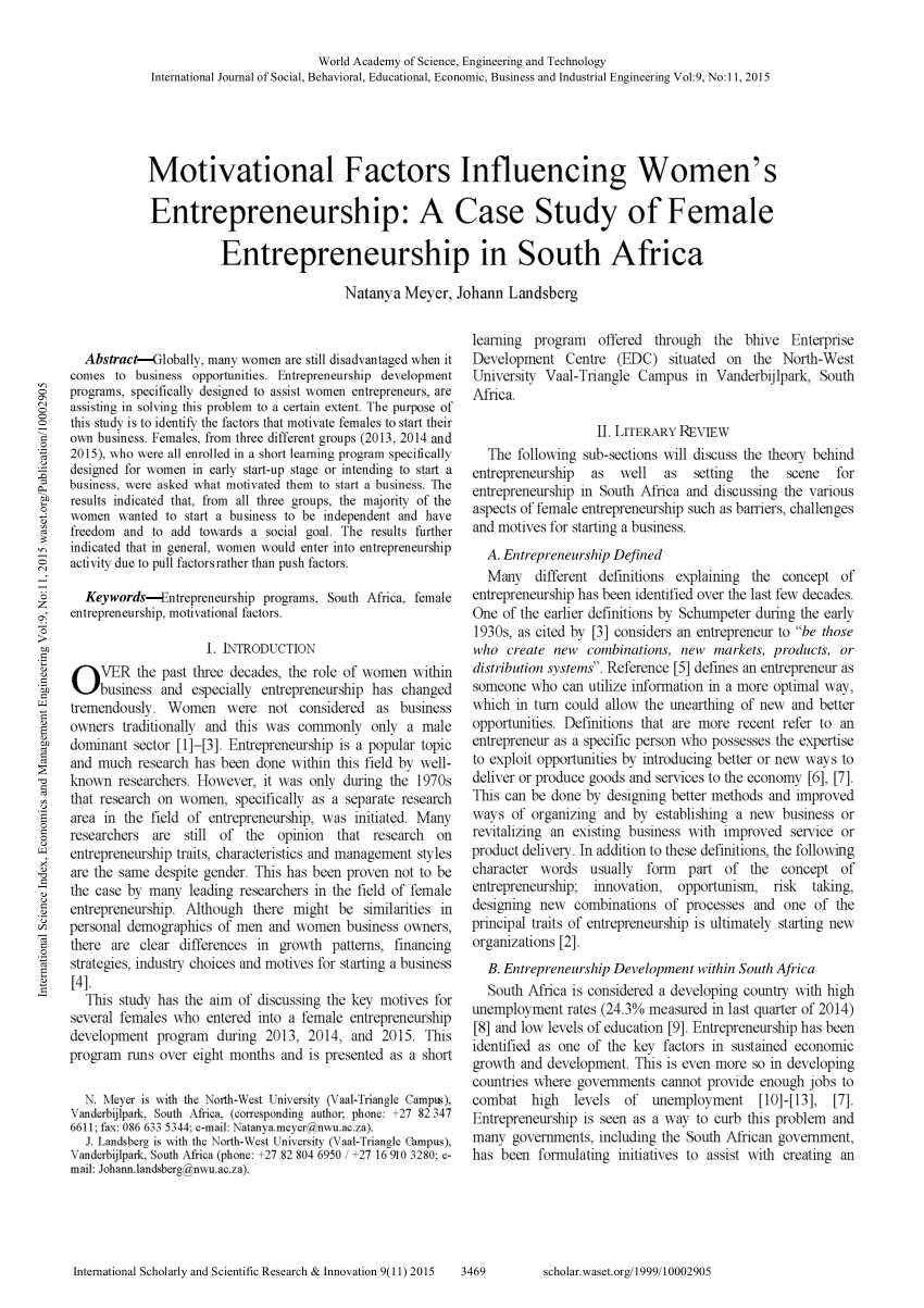 dissertation on female entrepreneurship