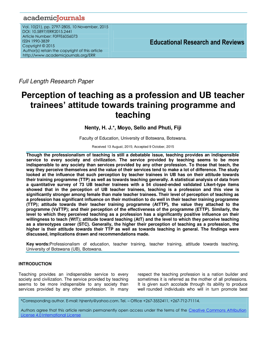 research paper about teaching profession