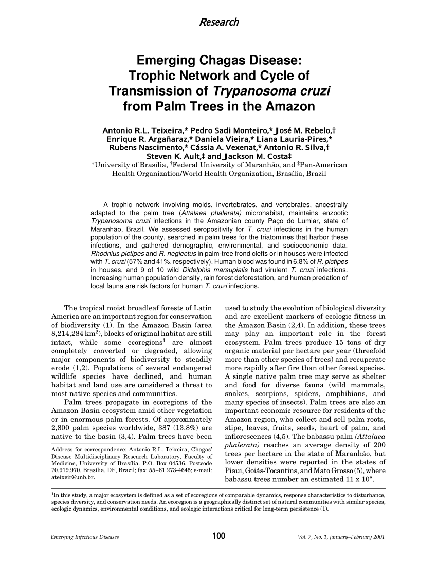 Pdf Rt9 3 Emerging Chagas Disease In The Amazon