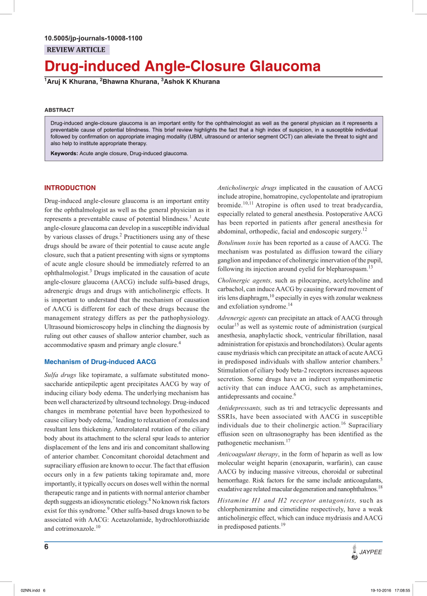 PDF Drug induced Angle Closure Glaucoma