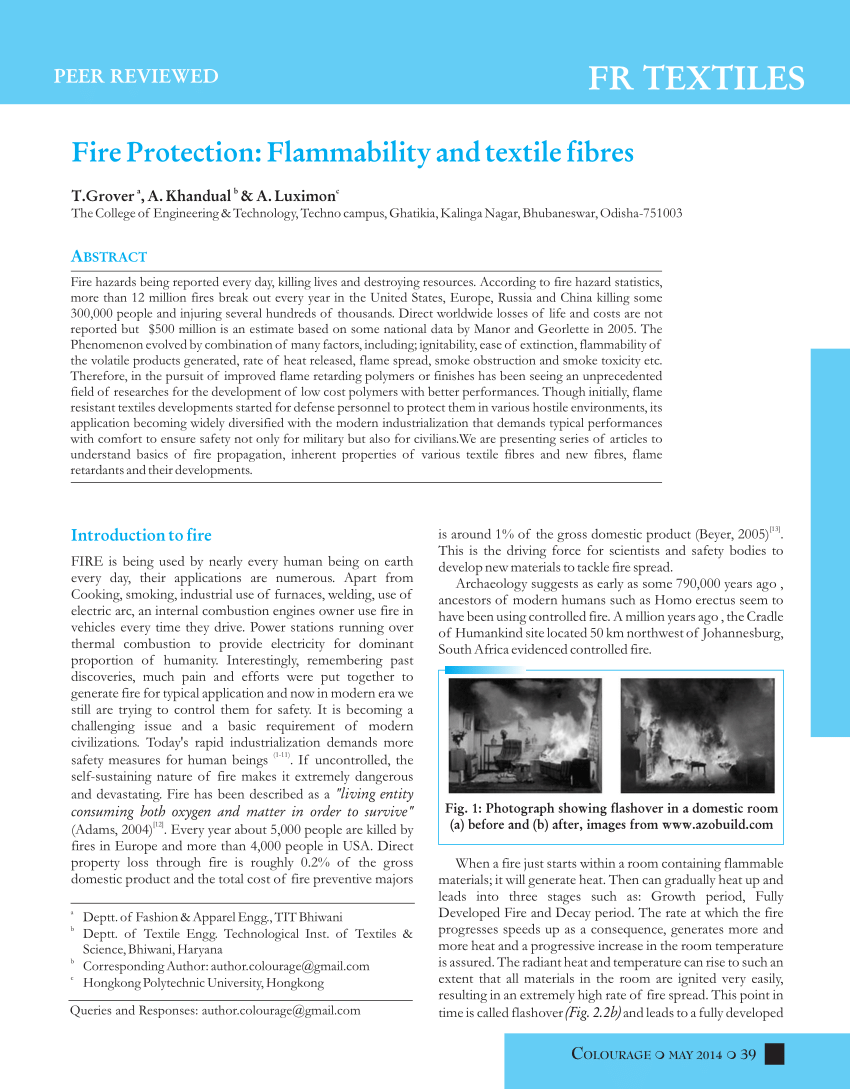 Fabric Flammability Chart