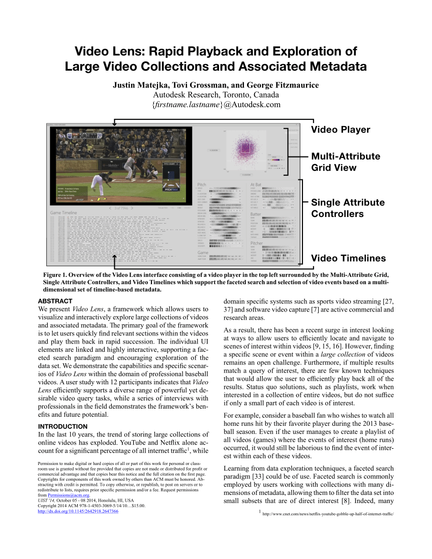 PDF) Video lens Rapid playback and exploration of large video collections and associated metadata
