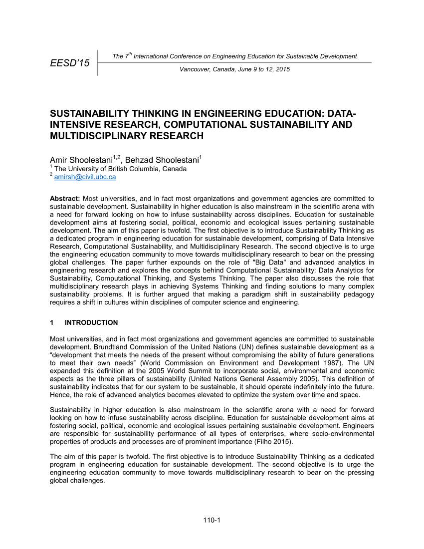 sustainable engineering dissertation