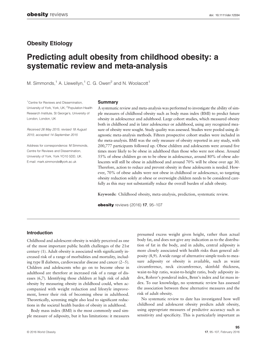 obesity literature review example