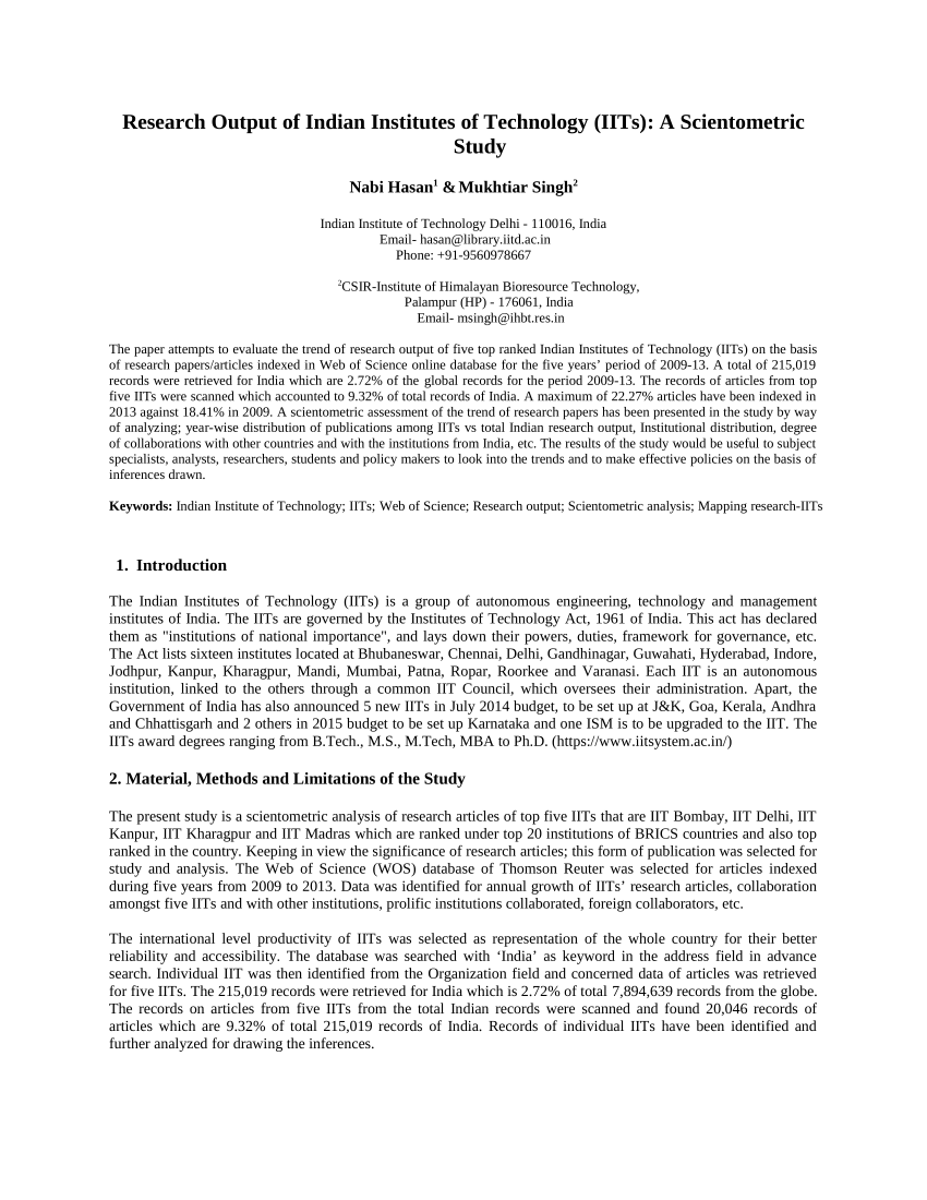 research paper of iit