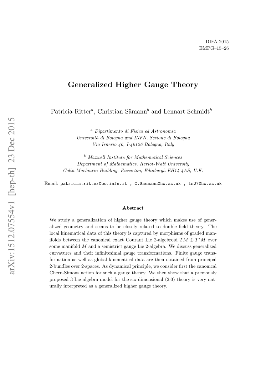 (PDF) Generalized Higher Gauge Theory