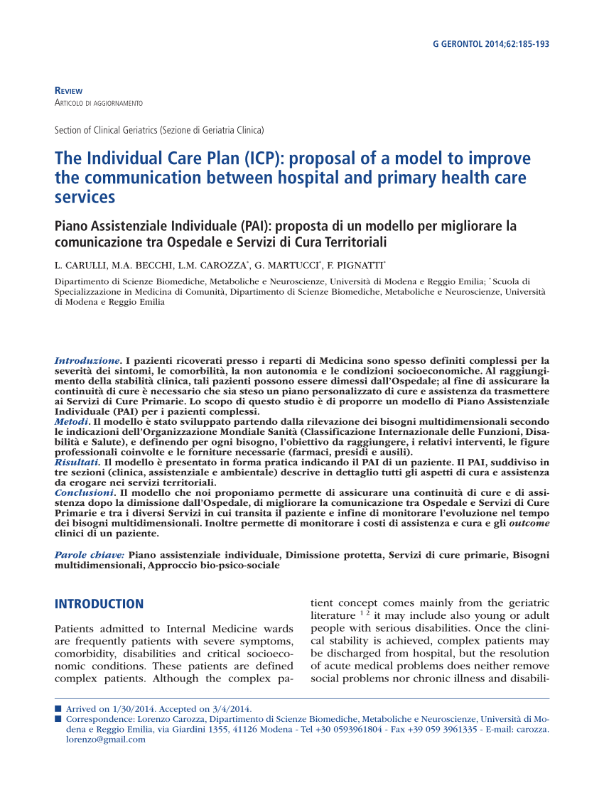 (PDF) The individual care plan (ICP): Proposal of a model to improve ...