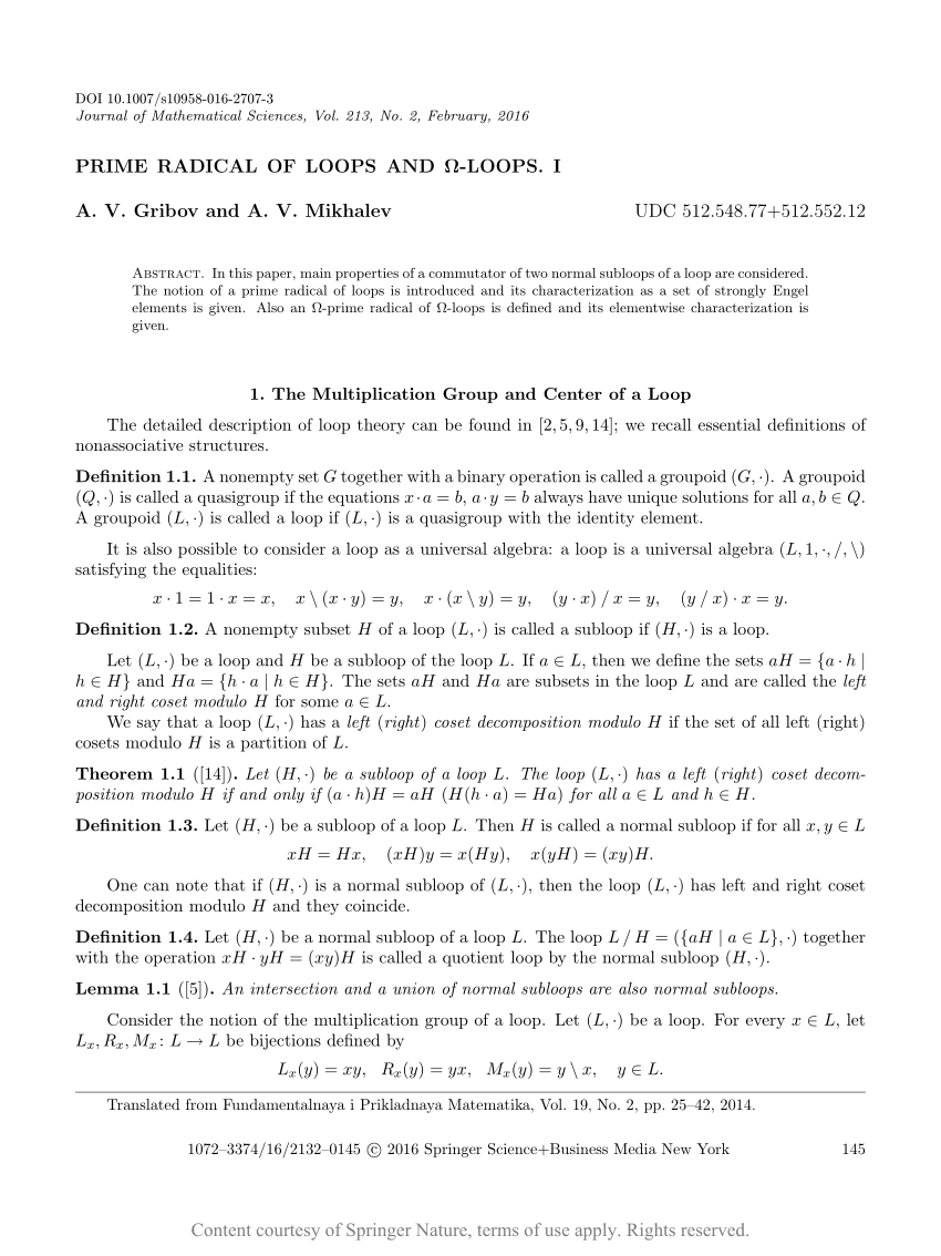 Prime Radical of Loops and Ω-Loops. I