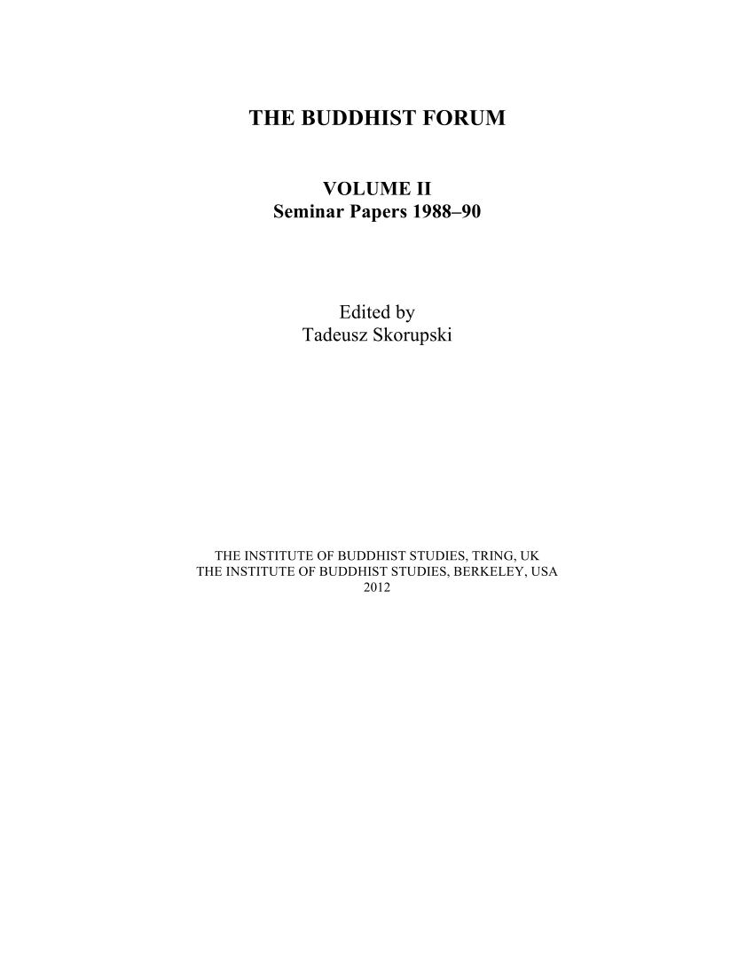 PDF) The Buddhist Forum Volume II