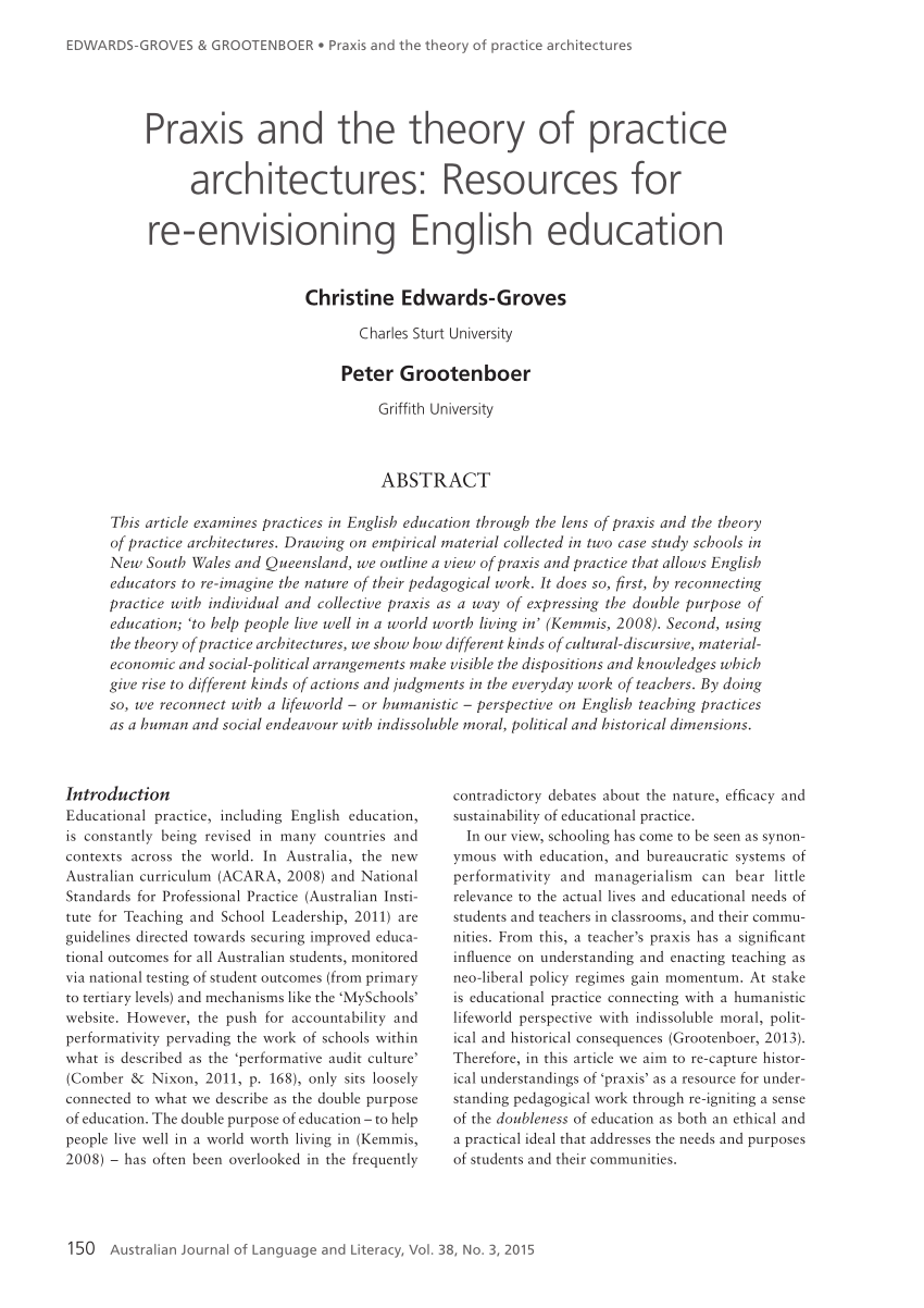 kijk in Luchtpost tiran PDF) Praxis and the theory of practice architectures: Resources for  re-envisioning English education