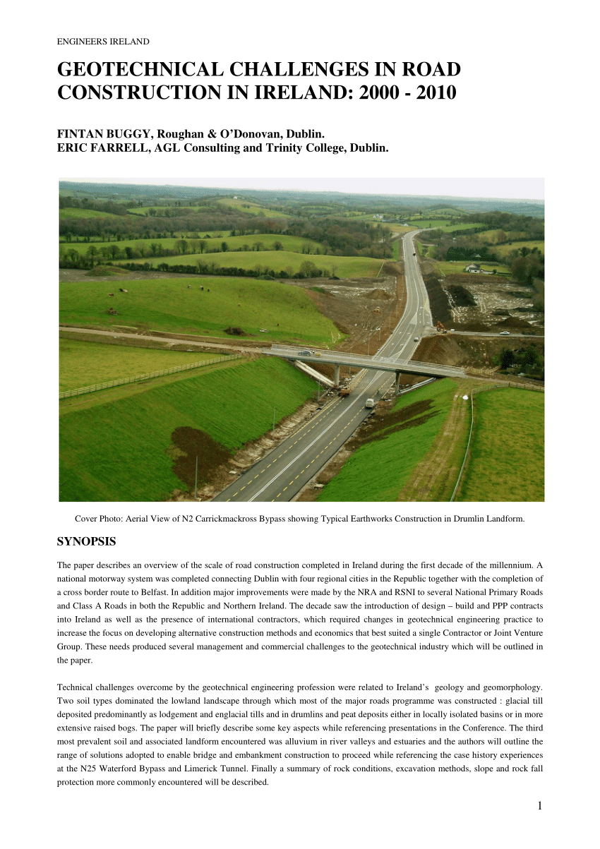 Pdf Geotechnical Challenges In Road Construction In Ireland 2000 2010