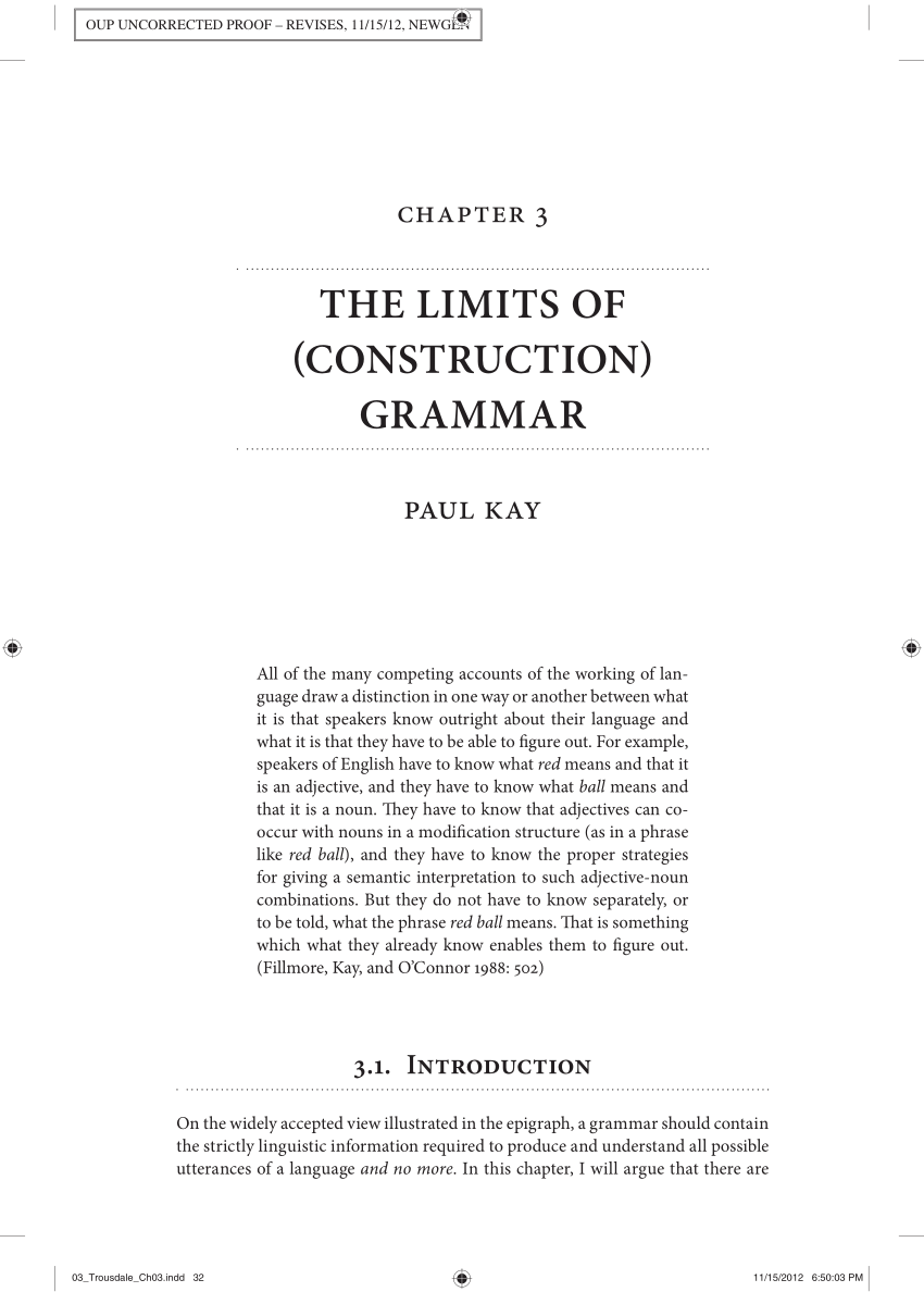 Pdf The Limits Of Construction Grammar