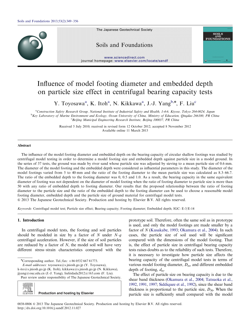 Pdf Particle Size Effects On Bearing Capacity Of Sandy Ground In Centrifugal Tests