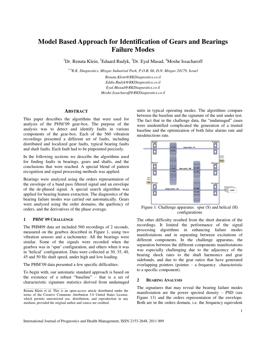 (PDF) Model Based Approach for Identification of Gears and Bearings