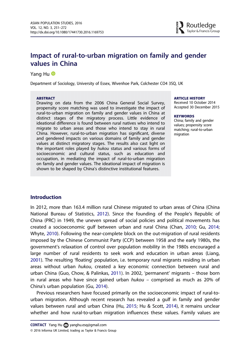 rural urban migration research paper