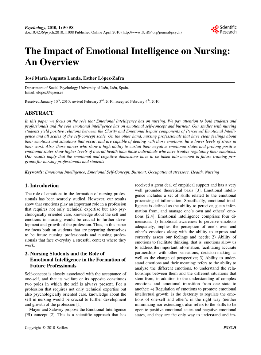 emotional intelligence nursing essay