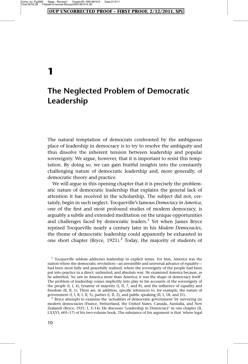 Pdf The Democratic Leader How Democracy Defines Empowers And Limits Its Leaders