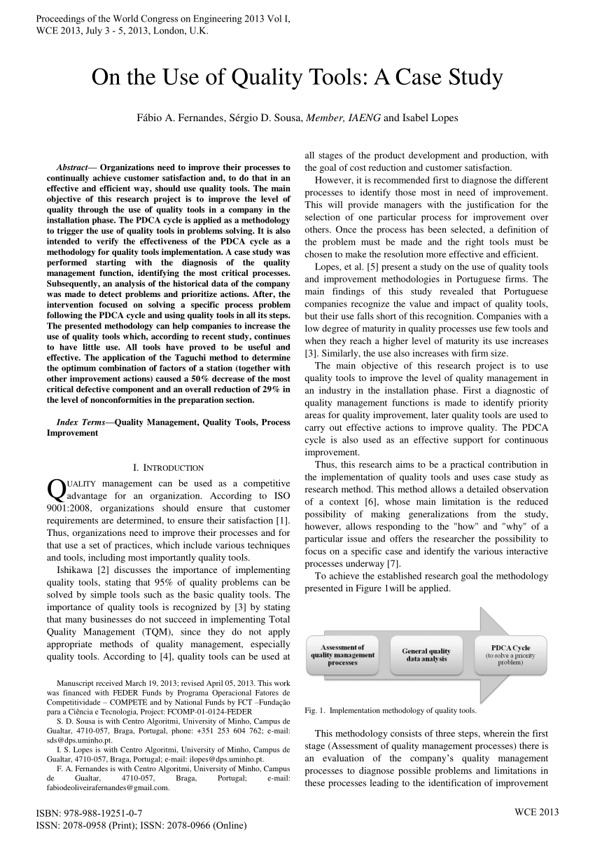 case study related to quality control tools