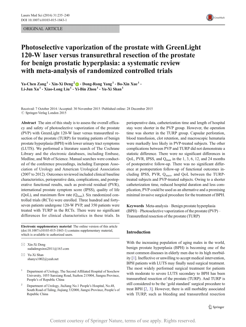 Photoselective Vaporization Of The Prostate With Greenlight 120 W Laser Versus Transurethral 3648