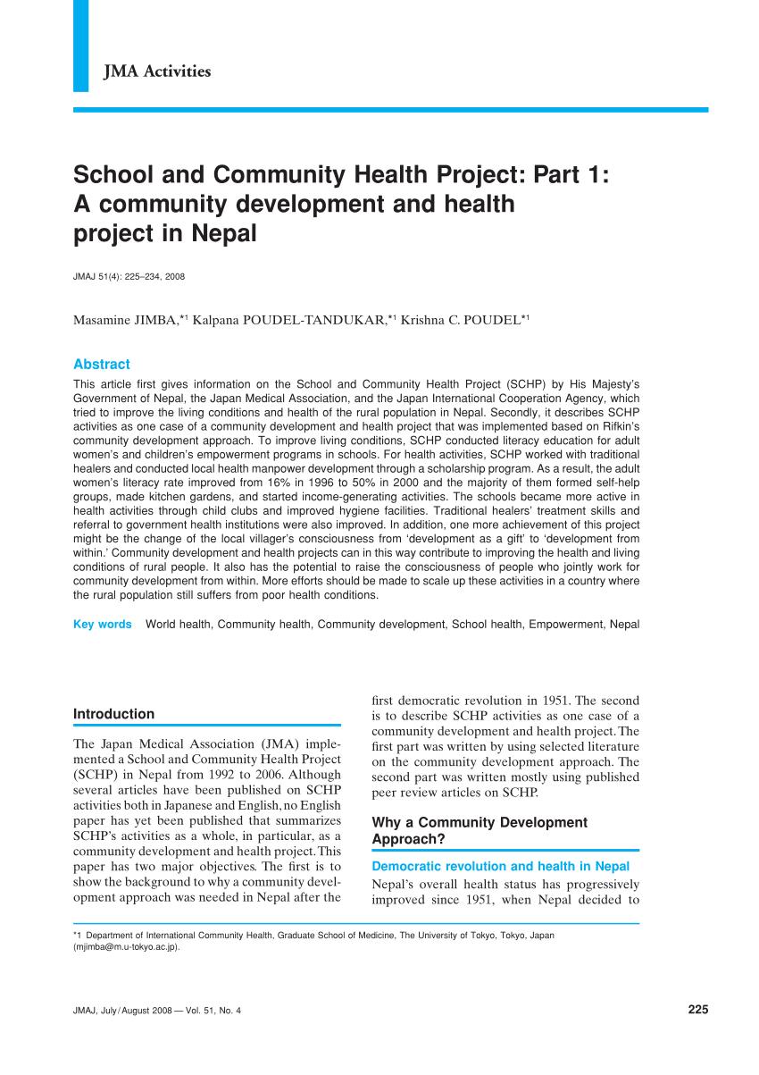 community health research project topics