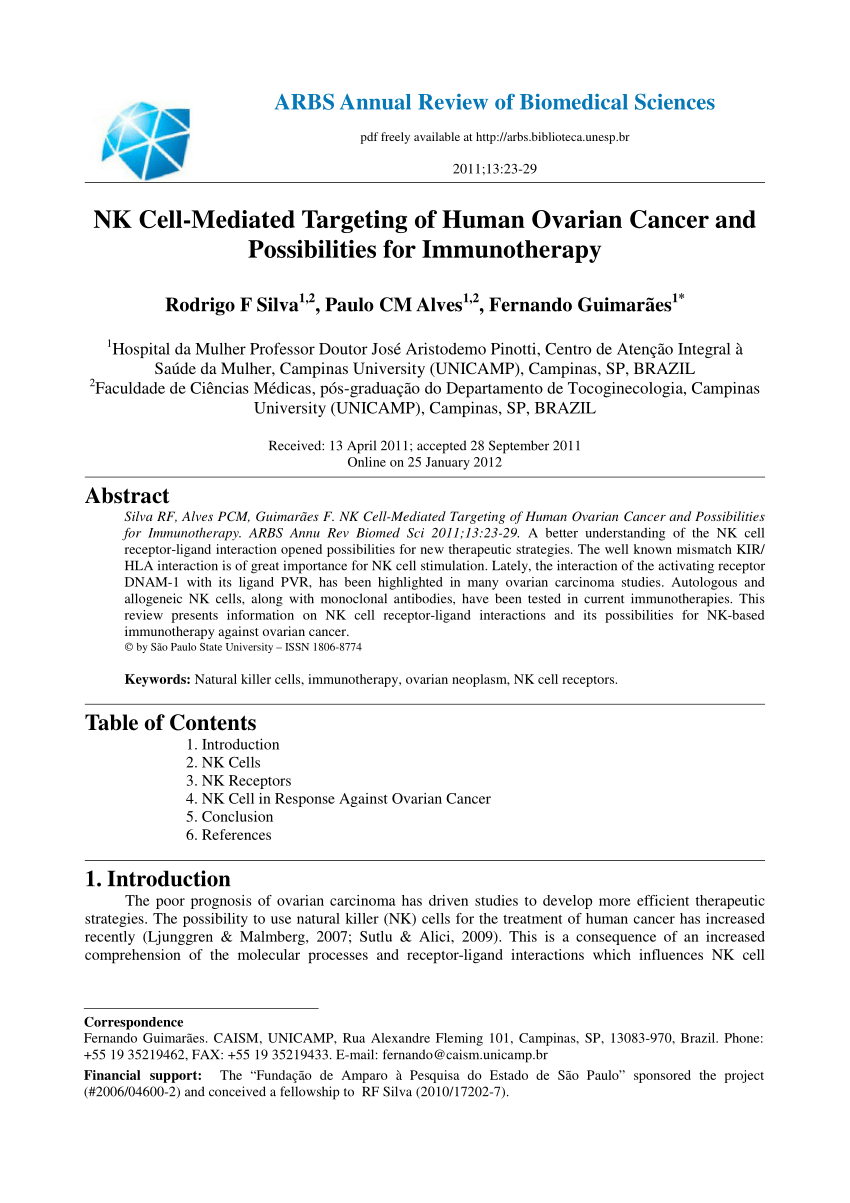 human ovarian cancer research paper