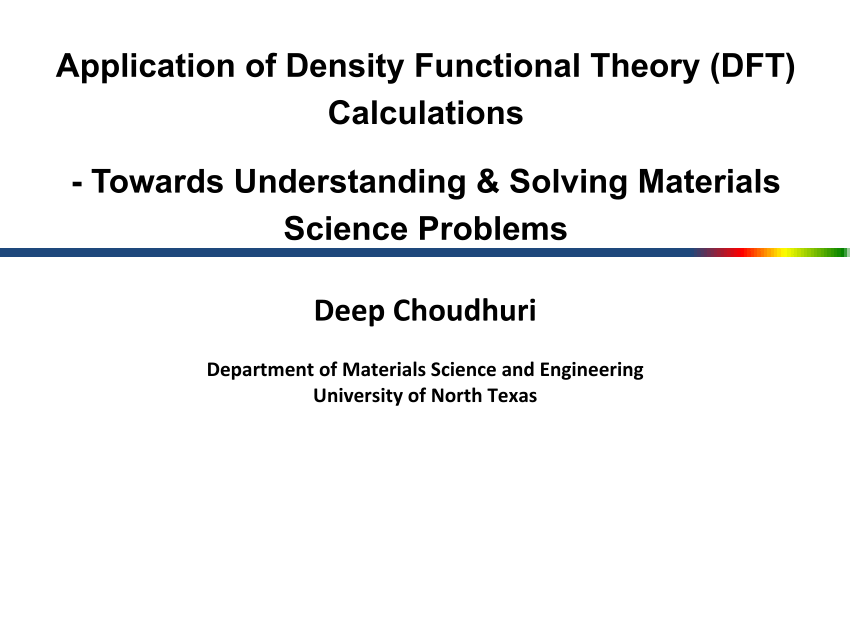 (PDF) Application of Density Functional Theory (DFT) Calculations