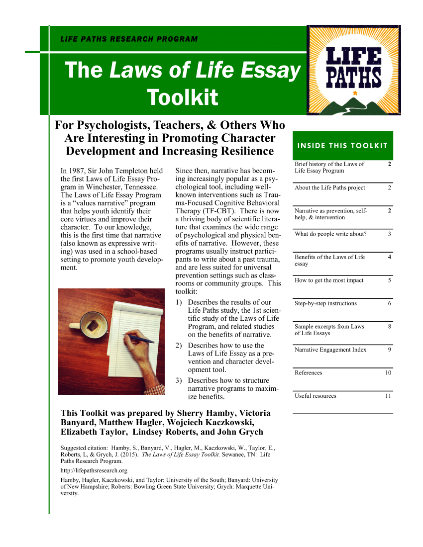 laws of life essay winners
